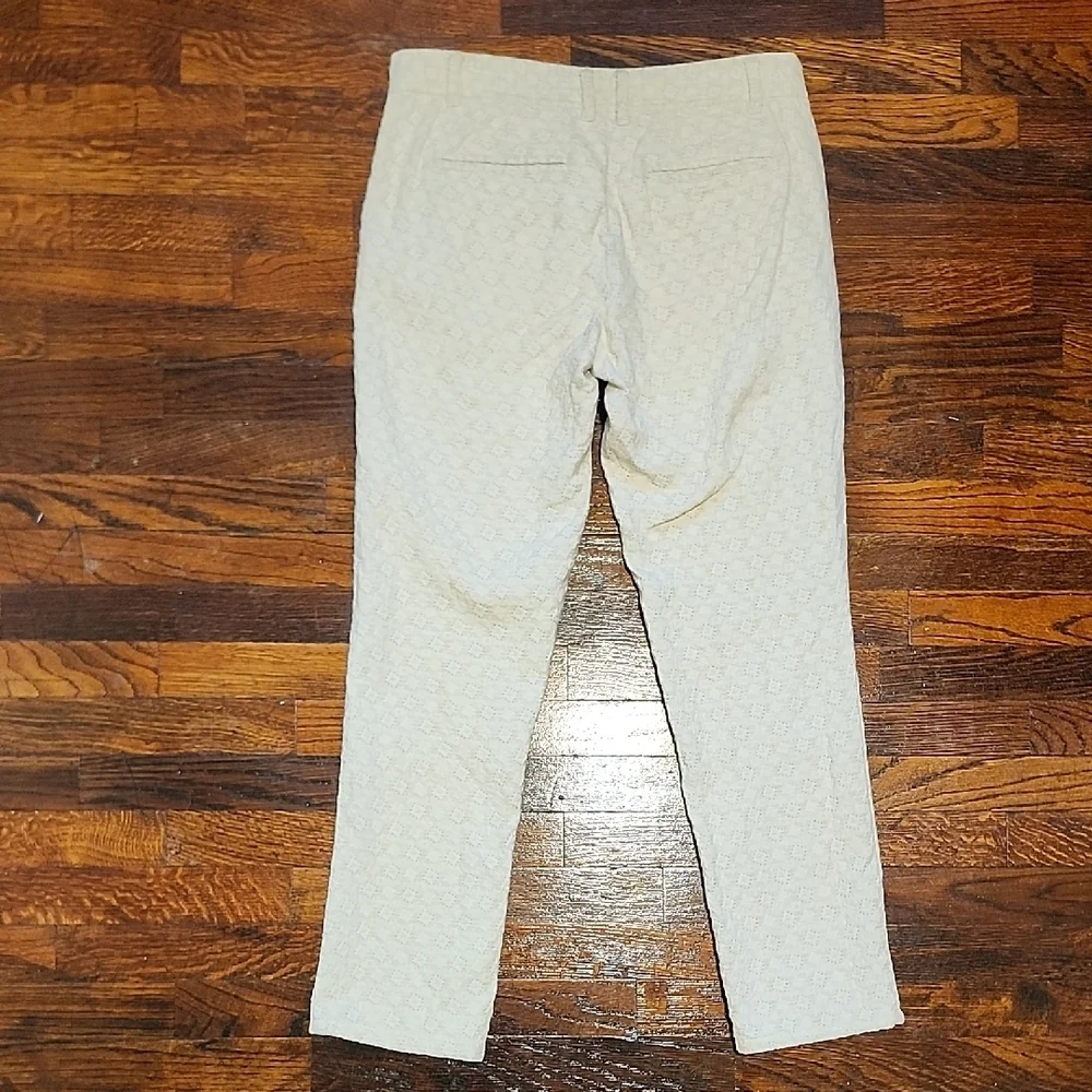 Anthropologie - Daughters of the Liberation Cream Patterned Cropped Trousers